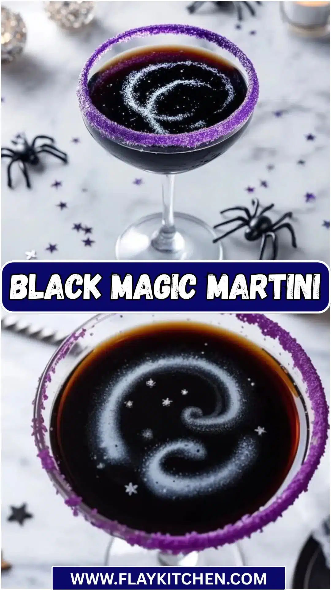 Black Magic Martini 2 A delicious Black Magic Martini cocktail garnished with a twist of lemon.