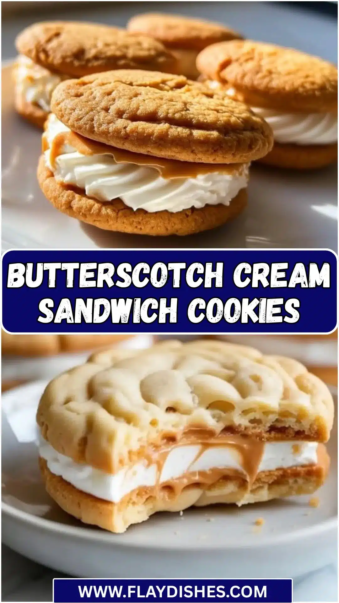 Delicious butterscotch cream sandwich cookies with creamy filling