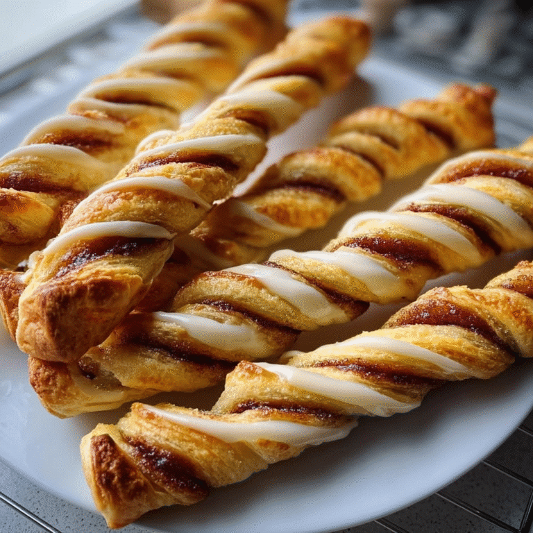 Puff Pastry Cinnamon Twists 8 Delicious puff pastry cinnamon twists on a plate