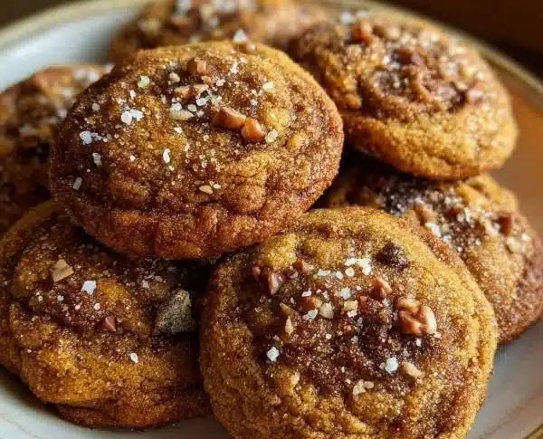 Freshly baked apple cider cookies with a hint of cinnamon and autumn spices.