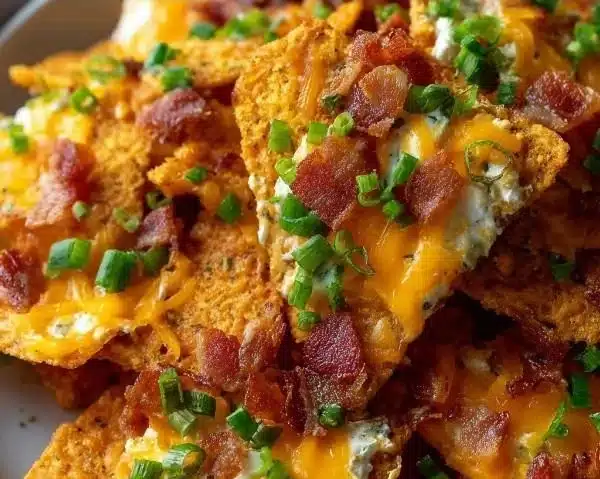 Bacon and cream cheese stuffed Doritos on a plate