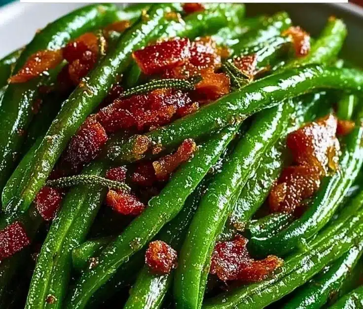Best Crack Green Beans 4 Plate of delicious crack green beans recipe with seasoning and garnish