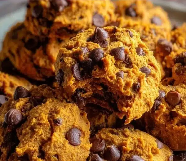 Gluten-free chocolate chip pumpkin cookies on a plate