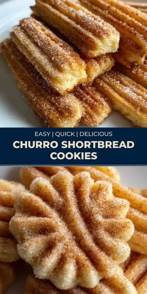 Delicious churro shortbread cookies with cinnamon sugar topping