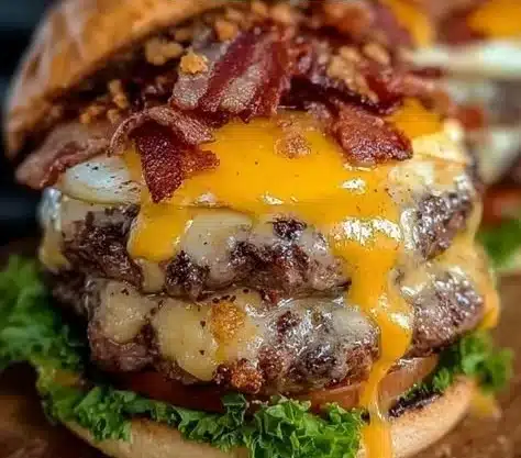 Delicious Crack Burgers served with fresh toppings and crispy fries.