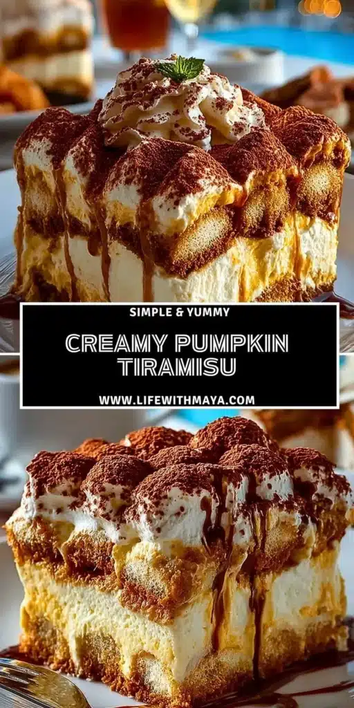 Delicious creamy pumpkin tiramisu layered with coffee and mascarpone cheese