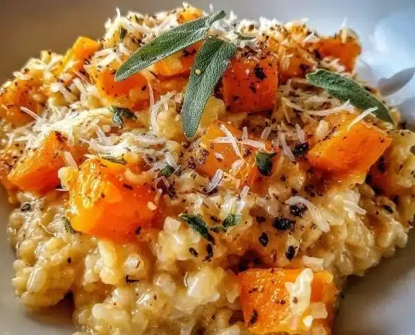 Creamy Roasted Butternut Squash Risotto 23 Creamy roasted butternut squash risotto with herbs and parmesan cheese