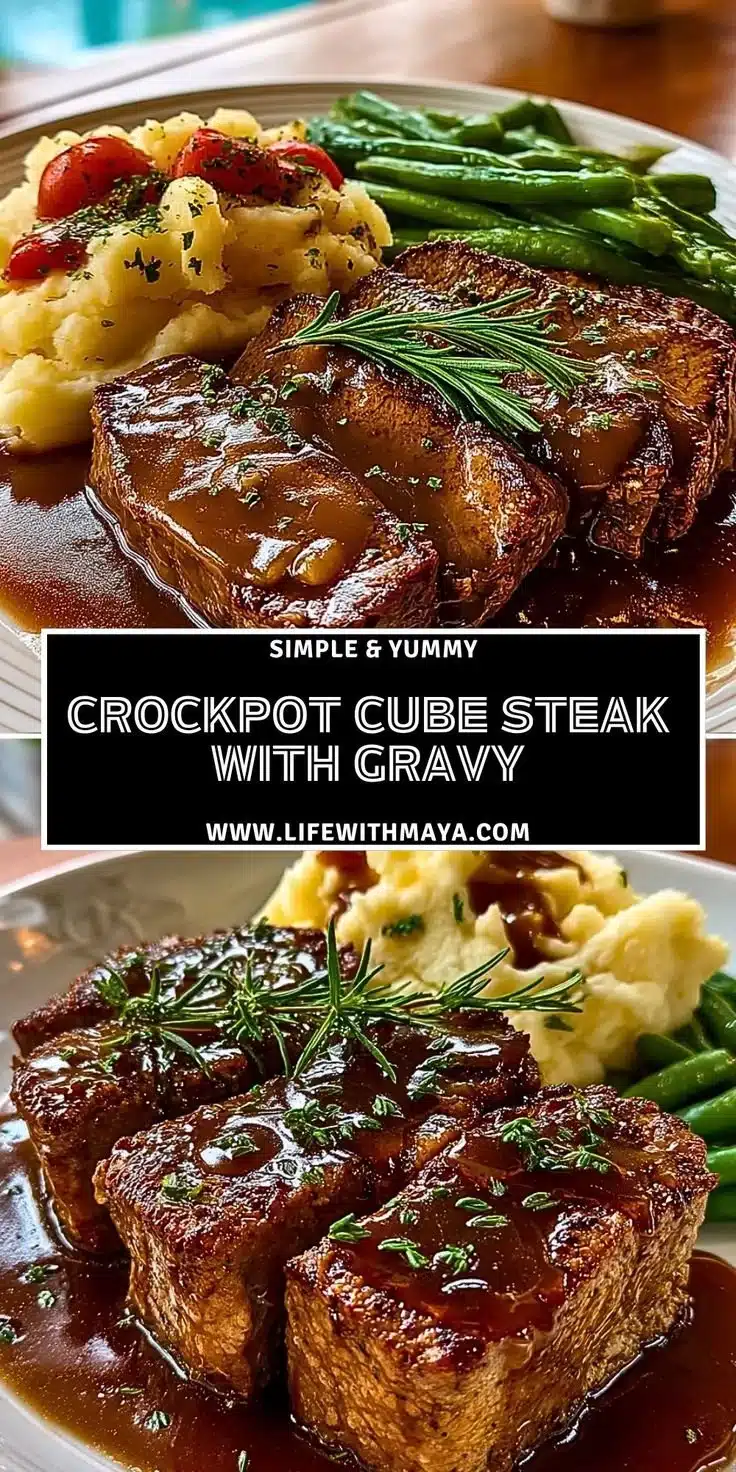 Crockpot Cube Steak with Gravy served on a plate