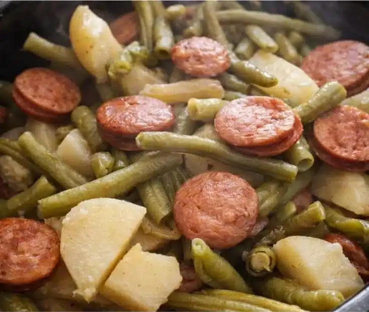 Crockpot Kielbasa and Green Beans | Easy Family Dinner 5 Crockpot Kielbasa and Green Beans dish served in a bowl