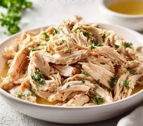 Deliciously prepared easy shredded chicken in a bowl