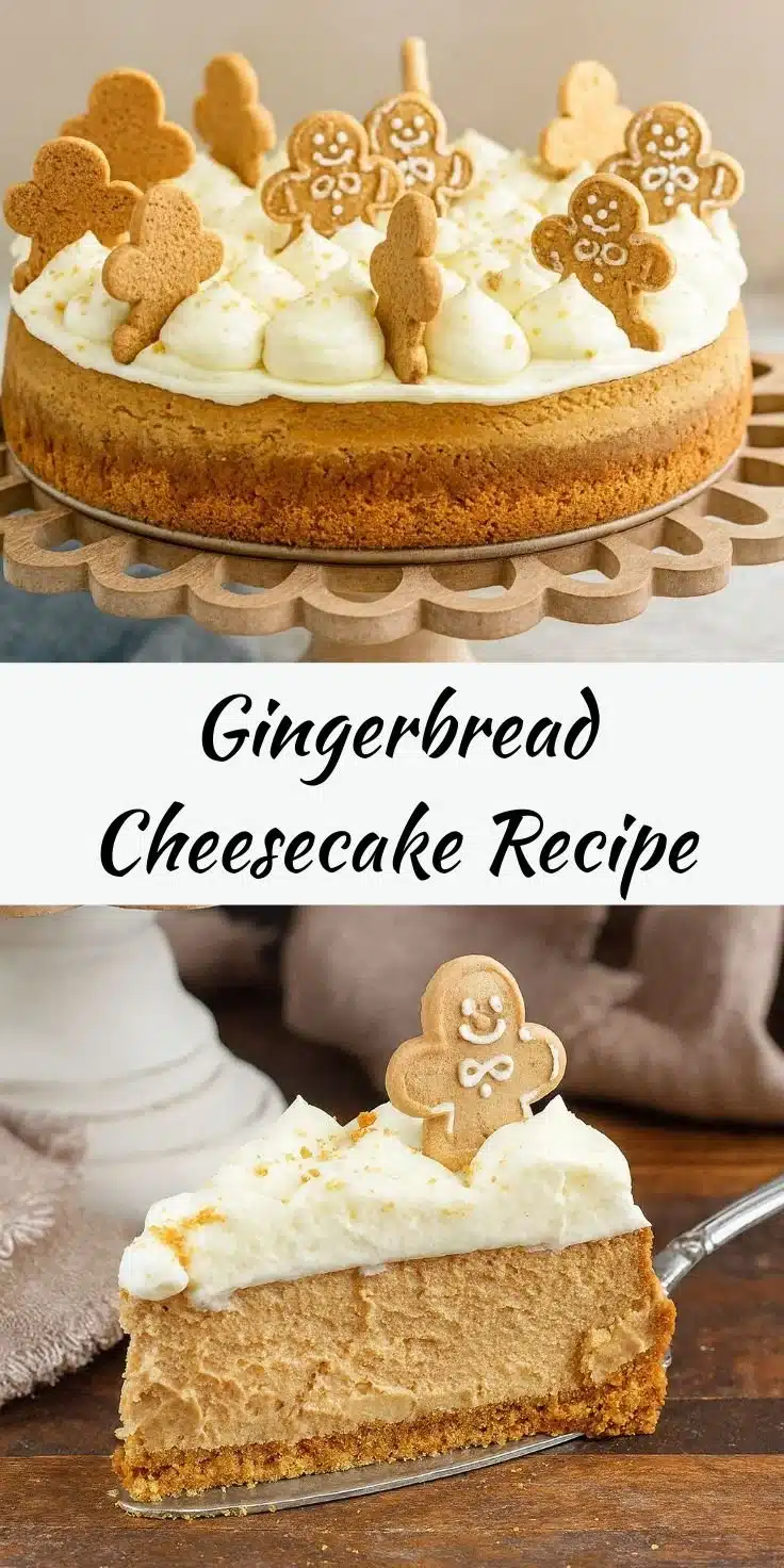 Gingerbread Cheesecake Recipe | Creamy, Festive & Delicious 9 Delicious Gingerbread Cheesecake topped with festive decorations