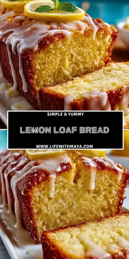 Delicious slice of homemade lemon loaf bread with a zesty glaze