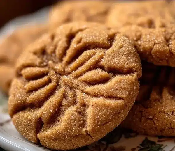 Plate of homemade maple brown sugar cookies with a golden brown color.