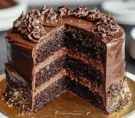 Delicious Matilda Chocolate Cake topped with chocolate frosting and sprinkles