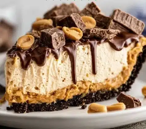 No Bake Peanut Butter Pie 9 Delicious no bake peanut butter pie topped with chocolate drizzle