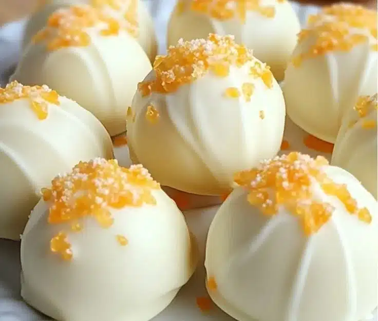 Delicious homemade orange creamsicle truffles with orange flavor and creamy texture.