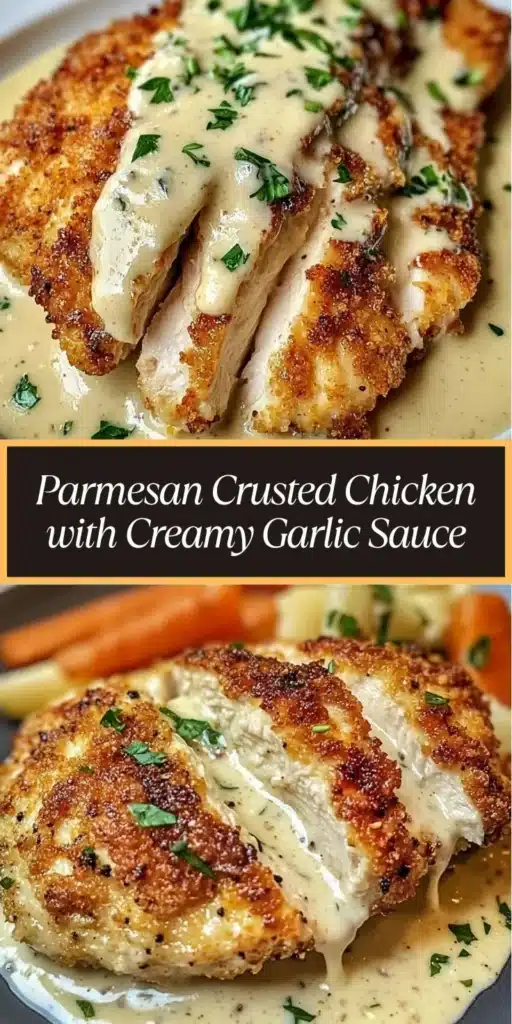 Parmesan Crusted Chicken served with creamy garlic sauce