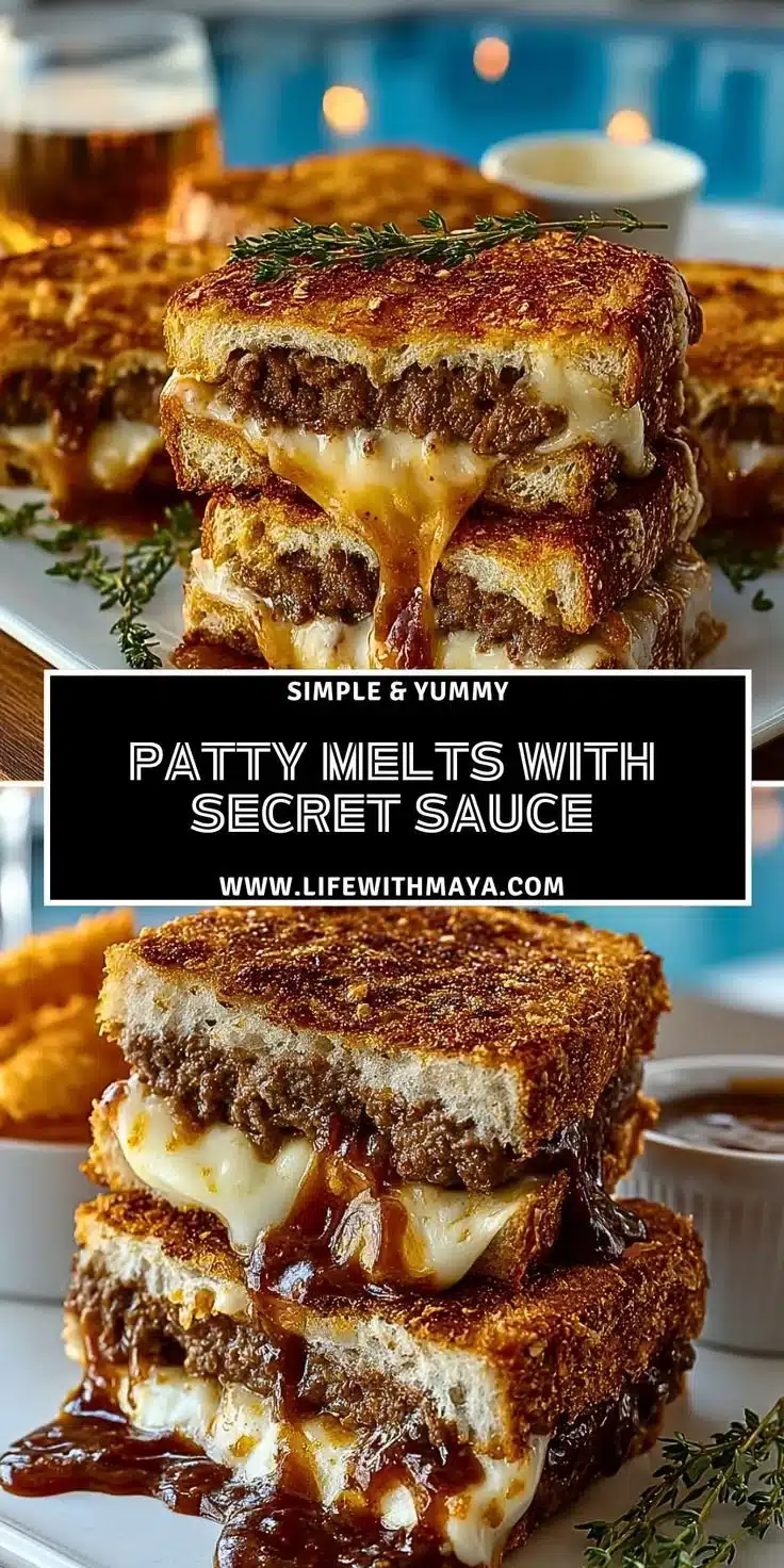 Patty Melts with Secret Sauce 7 Delicious patty melts with secret sauce and melted cheese on grilled bread