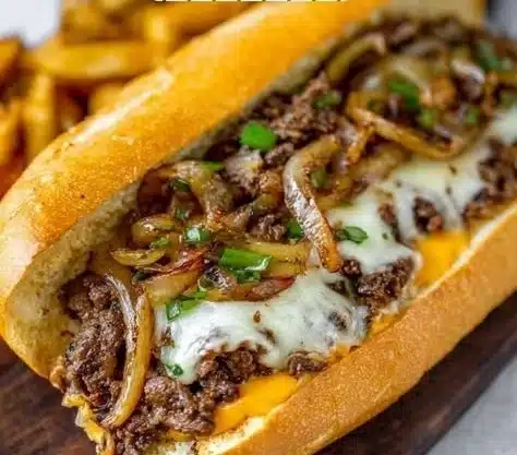 Philly Cheesesteak 7 Delicious Philly Cheesesteak sandwich with melted cheese and grilled meat