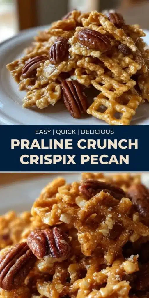 Delicious Praline Crunch Crispix Pecan snack mix with nuts and caramel