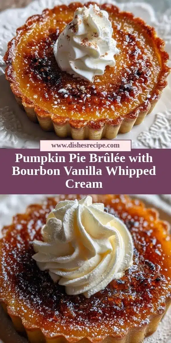 Delicious Pumpkin Pie Brûlée with Bourbon Vanilla Whipped Cream