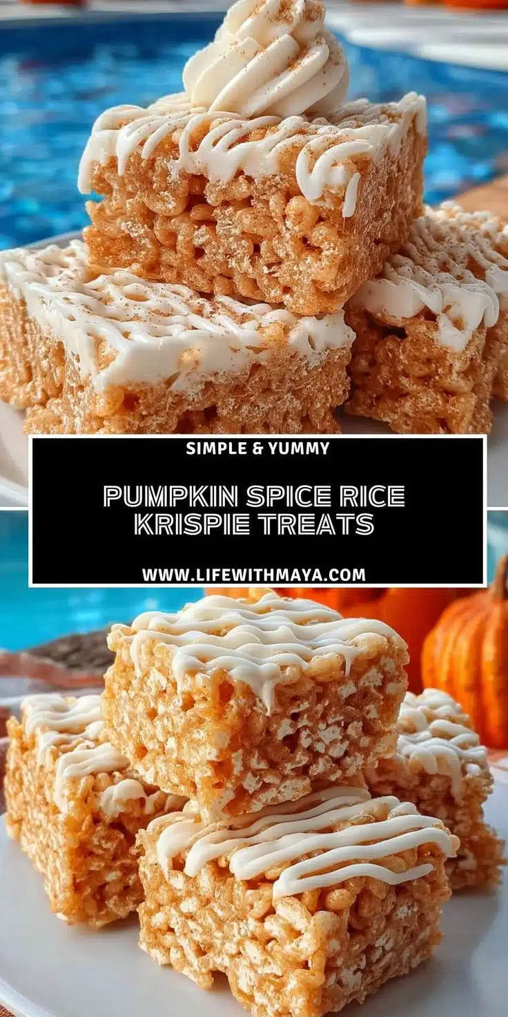 Delicious Pumpkin Spice Rice Krispie Treats adorned with autumn spices