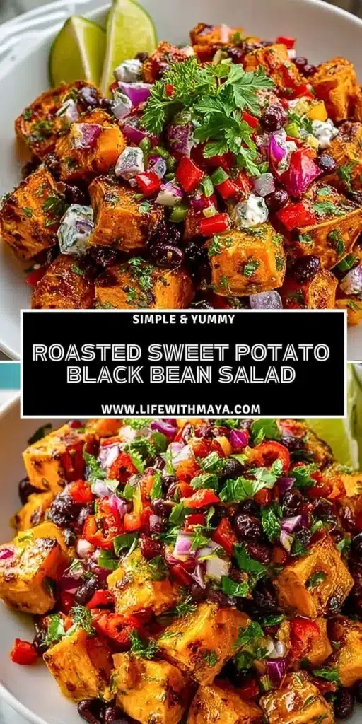 Roasted Sweet Potato Black Bean Salad with vibrant colors and healthy ingredients