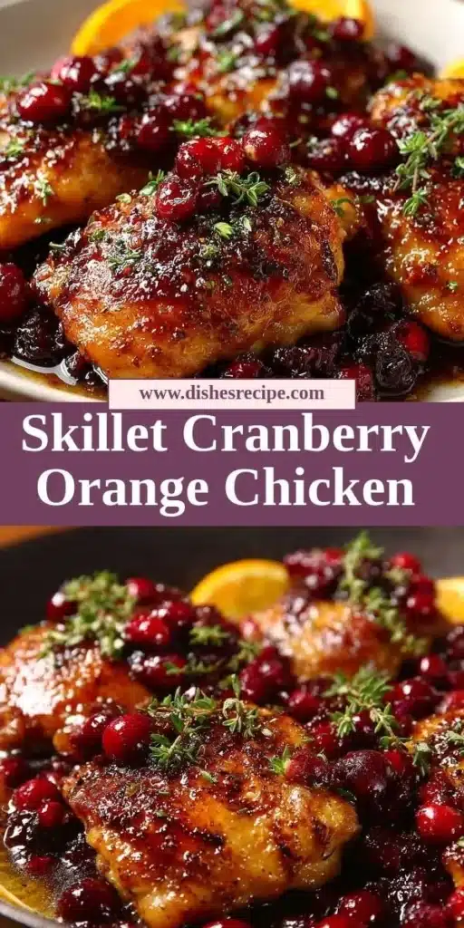 Skillet cranberry orange chicken with cranberries and orange slices