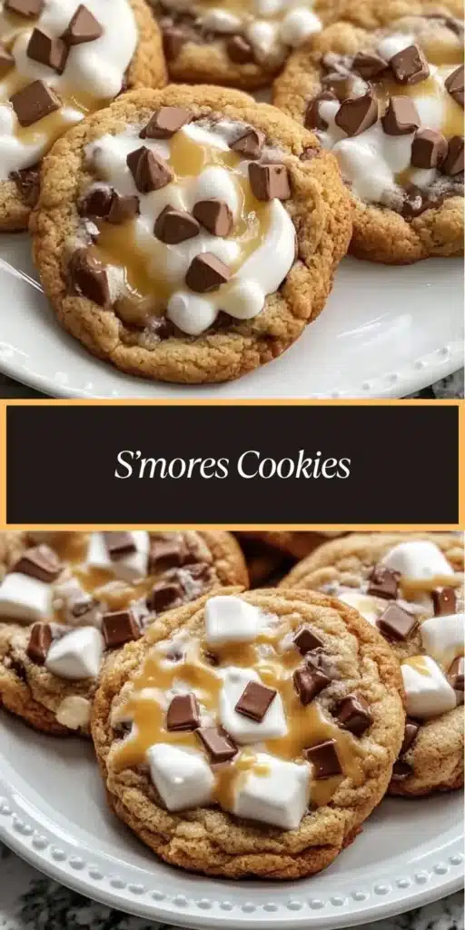 Delicious S'mores Cookies featuring chocolate, marshmallows, and graham crackers.