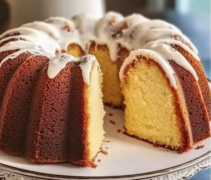 Delicious Sock It to Me Cake with nutty swirl and icing.