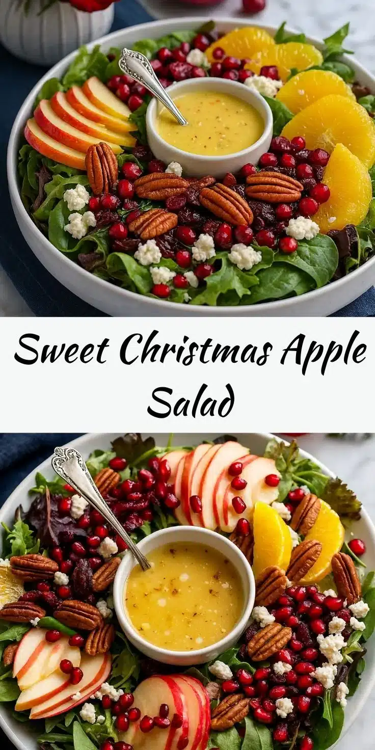 Delicious Christmas apple salad with fresh fruits and festive toppings