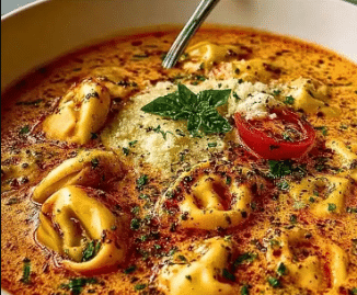 Cheesy Tomato Tortellini Soup