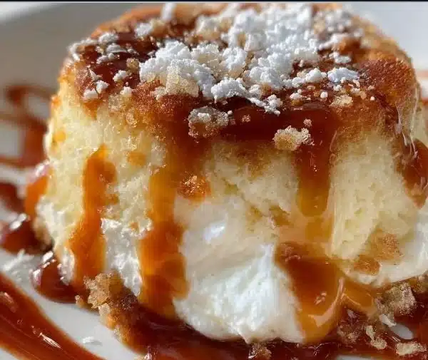 Vanilla Cream Filled Caramel 7 Delicious vanilla cream filled caramel dessert on a plate