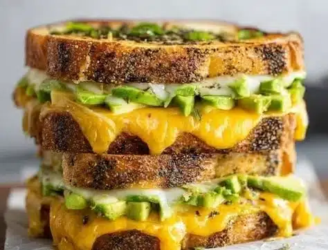 Delicious Avocado Grilled Cheese sandwich on toasted bread