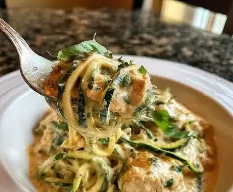 Delicious Chicken Zucchini Noodles served in a bowl with vegetables