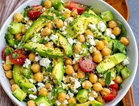 Chickpea Feta Avocado Salad 17 Chickpea Feta Avocado Salad with vibrant greens and toppings
