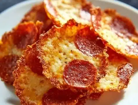 Pepperoni and Cheese Crisps 20 Delicious Pepperoni Cheese Crisps as a low-carb snack option