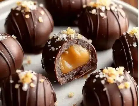 Delicious salted caramel fudge truffles, rich in flavor and sweetness.