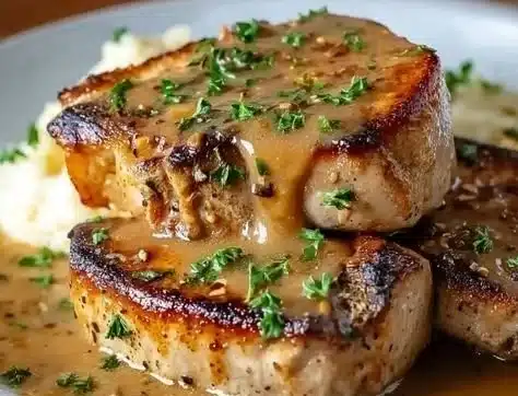 Tender juicy crock pot pork chops served with vegetables