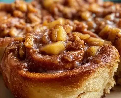 Apple Cinnamon Rolls 2 Delicious homemade apple cinnamon rolls with icing on top