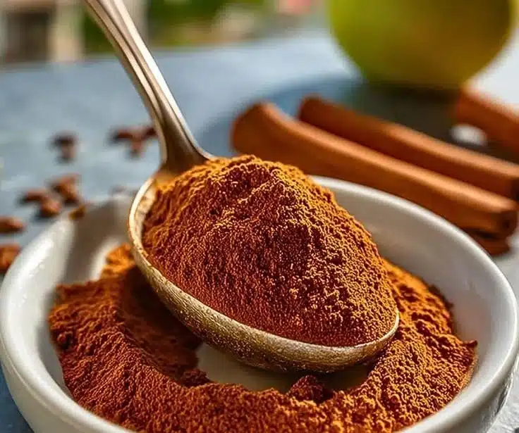 Delicious apple pie spice blend in a jar ready for baking