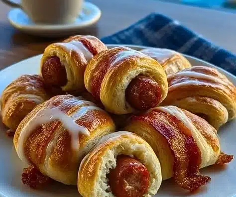 Delicious Breakfast Pigs in a Blanket served on a plate