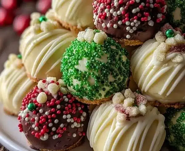 Christmas Tree Cake Truffles 2 Delicious Christmas Tree Cake Truffles decorated for festive treats