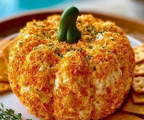 Doritos pumpkin shaped cheese ball for Halloween party