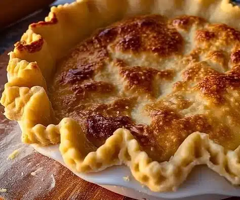 Flaky sourdough discard pie crust prepared with fresh ingredients