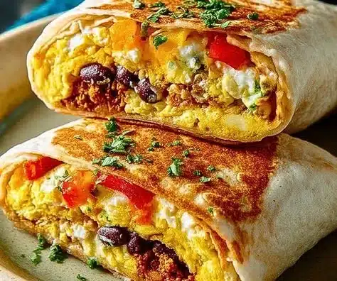 Homemade freezer breakfast burritos ready for freezing and quick meals.