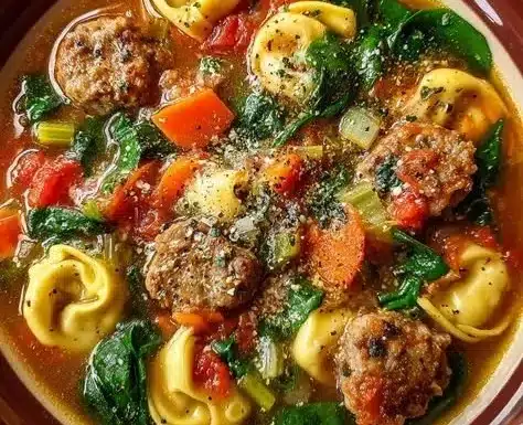 Sausage and Tortellini Soup 2 Bowl of Sausage Tortellini Soup garnished with fresh herbs