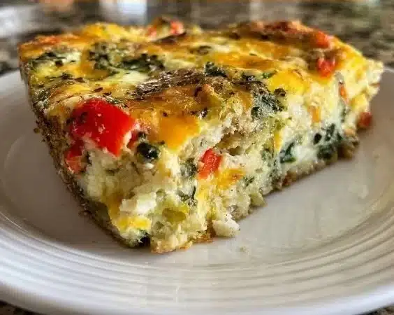 Vegetable breakfast casserole baked to perfection, ideal for a healthy breakfast.