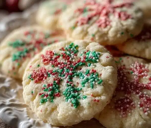 Christmas Sugar Cookies 4 Decorated Christmas sugar cookies on a festive table